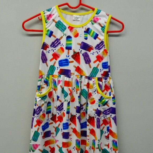Girls size 7/8 Knit Milk Silk Dress Popsicle Theme - Picture 1 of 5